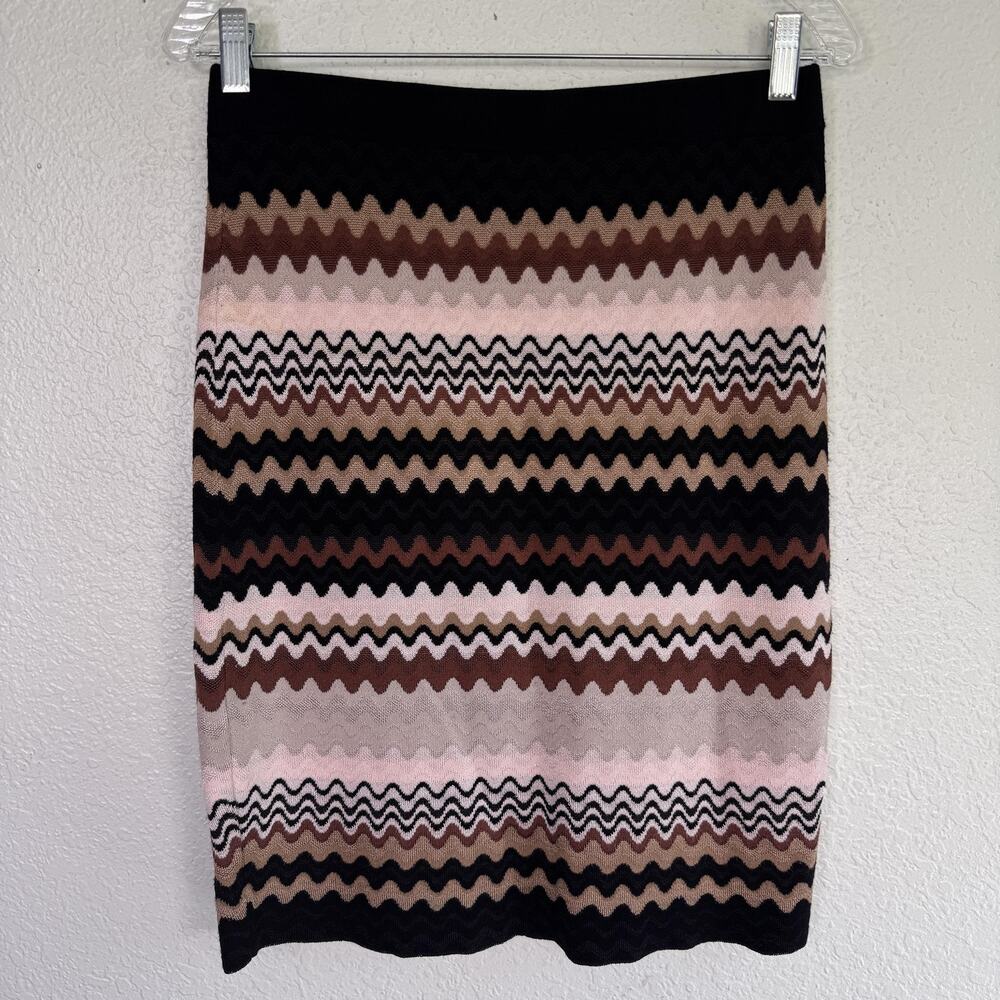 Etcetera Skirt Womens Smal Zig Zag Knit Pencil Pull On Rayon Blend Fall Classic